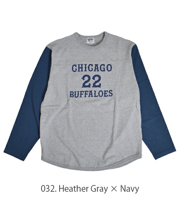 フェローズ (PHERROW'S), “CHICAGO BUFFALOES 22”, フットボール長袖Tシャツ ロンT, 23W-PLFT1