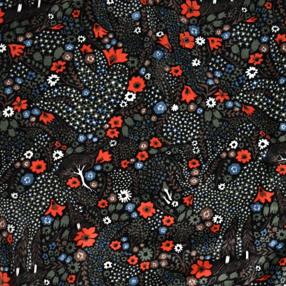 マーブルシュッド (marble SUD) trick flower 裾タックパンツ 花柄ベロアパンツ 07DF002064