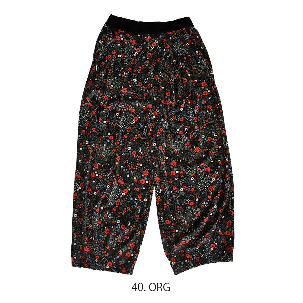 マーブルシュッド (marble SUD) trick flower 裾タックパンツ 花柄ベロアパンツ 07DF002064 40.ORG