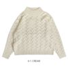 ブリスバンチ (Bliss bunch) レリーフ模様モックネックPO ニット セーター 透かし編み アルパカ混 P638-221 4-1.CREAM