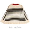 マオメイド (MAOMADE) 配色ネックリブ プルオーバー 長袖セーター ボーダー パネル柄 351138 021.クリーム×ブラック