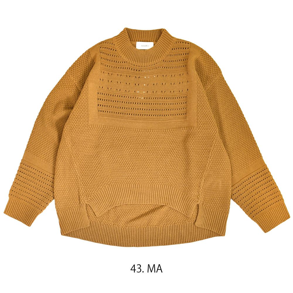 ソソット (sosotto) 透かし柄モックネックPO プルオーバーニット 42373122  43.MA