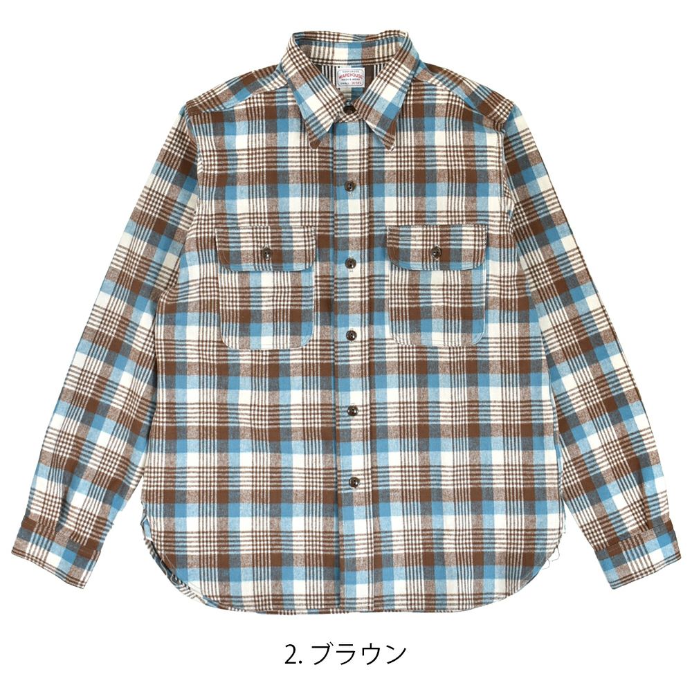 ウエアハウス (WAREHOUSE) FLANNEL SHIRTS D柄 ブラウン【N/W】 長袖 