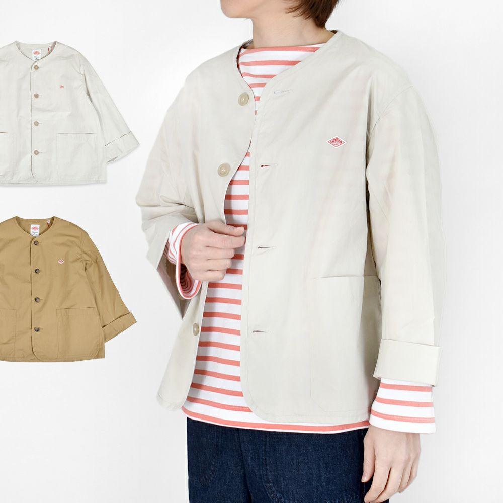 ダントン (DANTON) WOMEN'S COTTON WEATHER COLLARLESS JACKET ノーカラージャケット コットンジャケット 撥水加工 DT-A0473HCD