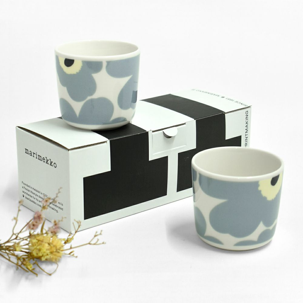 マリメッコ (marimekko) 【日本限定】Unikko コーヒーカップセット(ハンドルなし) ウニッコ 花 食器 2個セット ギフトボックス ペア 持ち手なし 200ml 52249-4-73116 52249473116