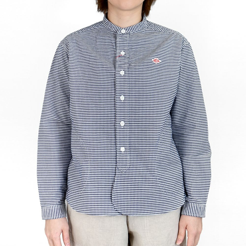 ダントン (DANTON) WOMEN'S OXFORD BAND COLLAR SHIRT ノーカラー 