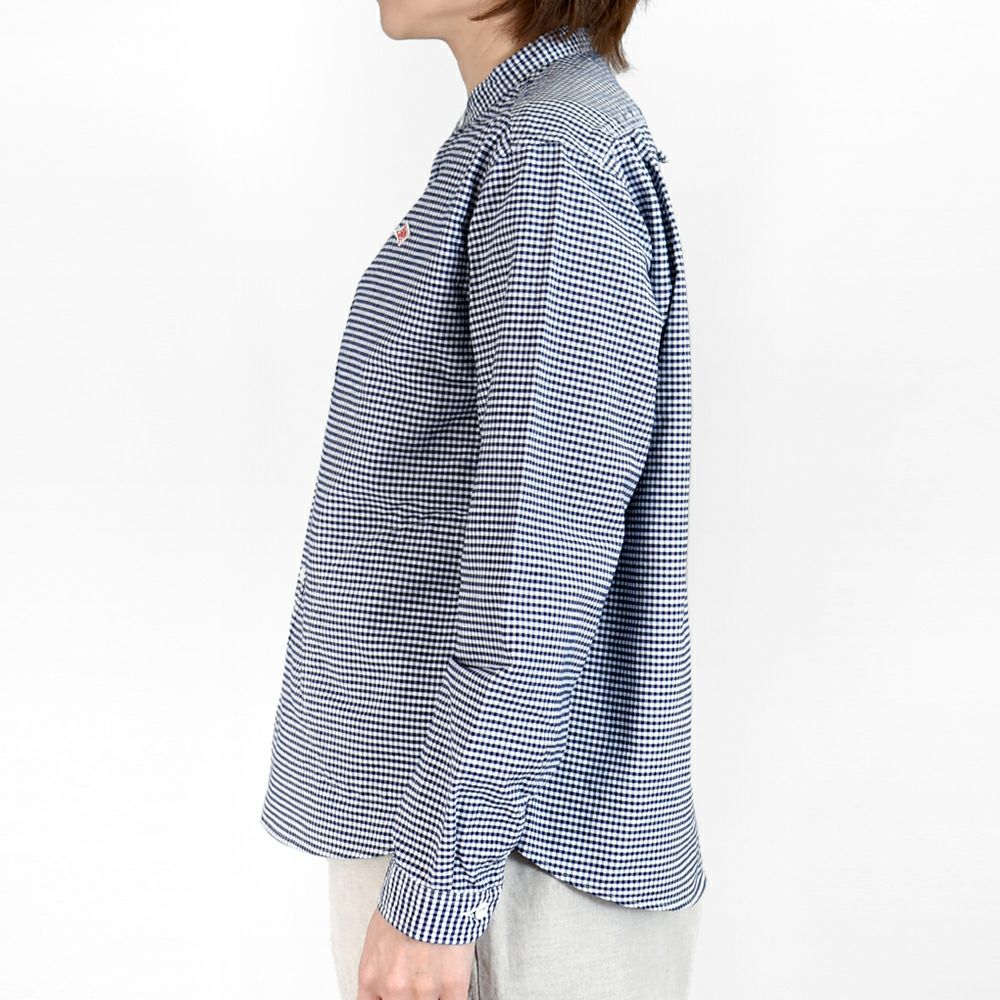 ダントン (DANTON) WOMEN'S OXFORD BAND COLLAR SHIRT L/S ノーカラーギンガムチェック長袖シャツ バンドカラー DT-B0279OXP