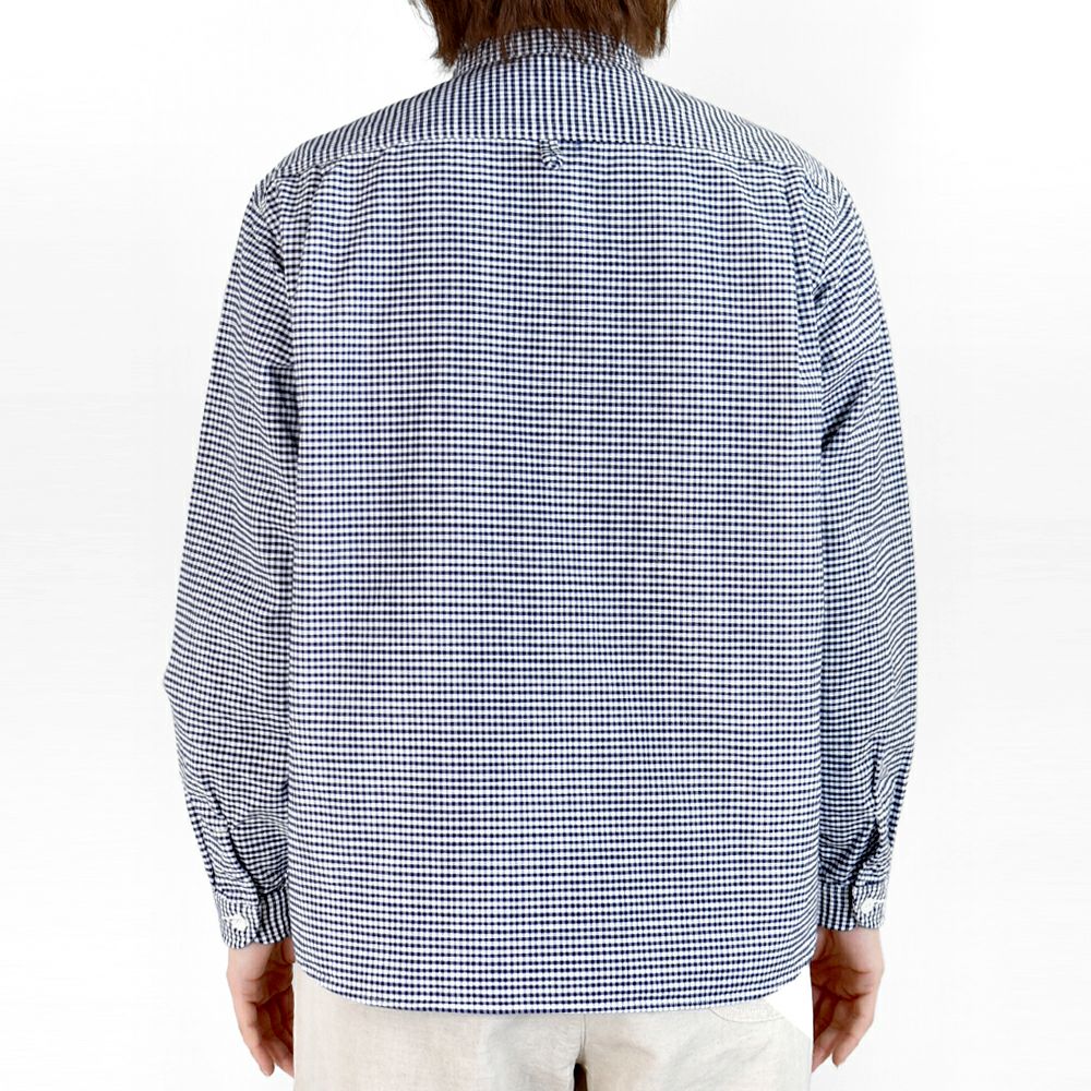 ダントン (DANTON) WOMEN'S OXFORD BAND COLLAR SHIRT L/S ノーカラーギンガムチェック長袖シャツ バンドカラー DT-B0279OXP