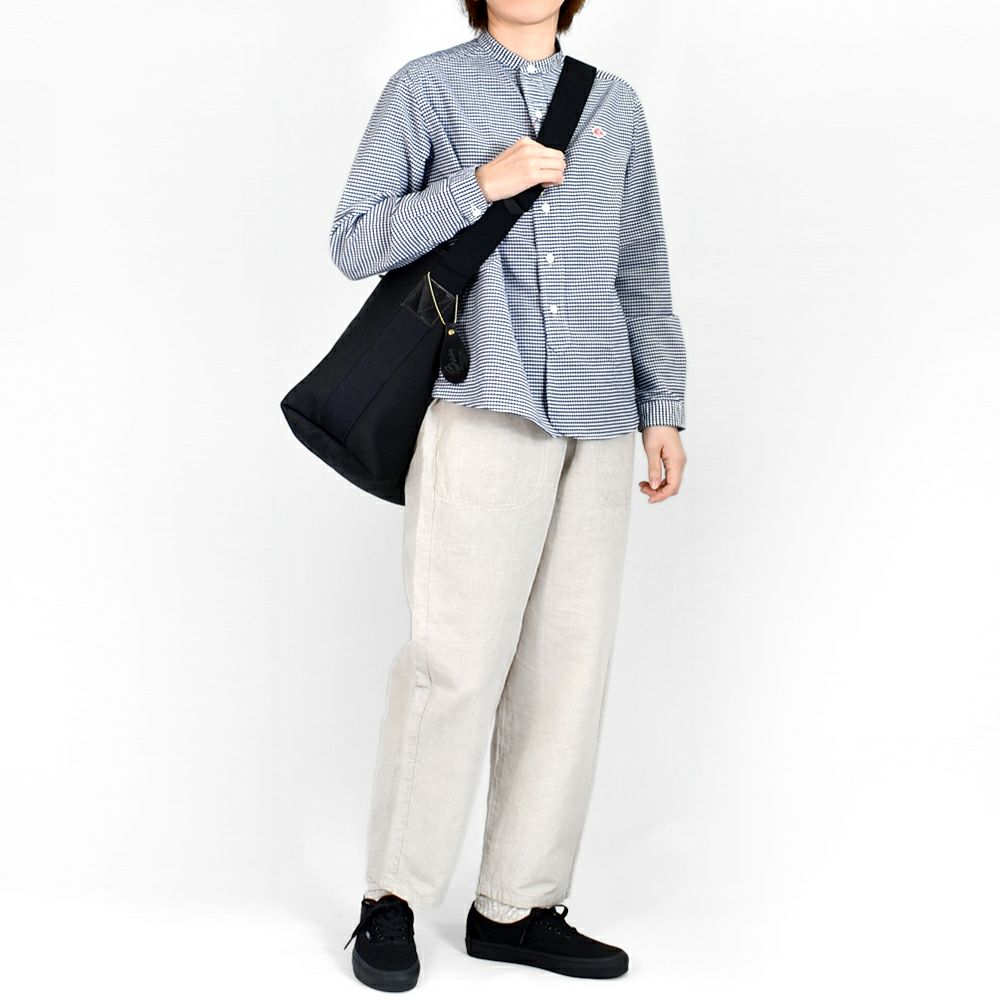 ダントン (DANTON) WOMEN'S OXFORD BAND COLLAR SHIRT L/S ノーカラーギンガムチェック長袖シャツ バンドカラー DT-B0279OXP
