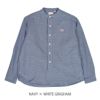 ダントン (DANTON) WOMEN'S OXFORD BAND COLLAR SHIRT ノーカラーギンガムチェック長袖シャツ バンドカラー DT-B0279OXP NAVY × WHITE GINGHAM