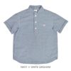 ダントン (DANTON) MEN'S ROUND COLLAR PULLOVER SHIRT S/S 半袖丸襟プルオーバーシャツ ラウンドカラー サイドポケット ギンガムチェック ストライプ ロゴワッペン DT-B0284OXP NAVY × WHITE GINGHAM