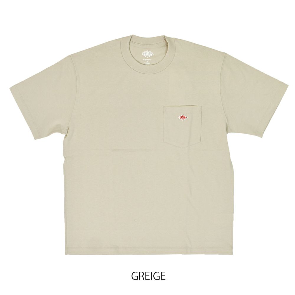 ダントン (DANTON) MEN'S SHORT SLEEVE POCKET T-SHIRT PLAIN ポケットTシャツ 半袖無地Tシャツ DT-C0198TCB GREIGE