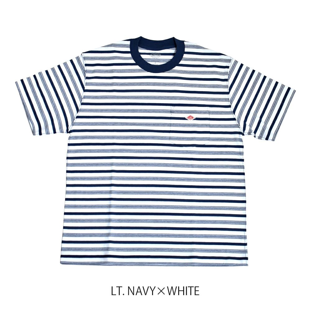 ダントン (DANTON) MEN'S SHORT SLEEVE POCKET T-SHIRT PLAIN ポケットTシャツ 半袖無地Tシャツ DT-C0198TCB LT.NAVY×WHITE