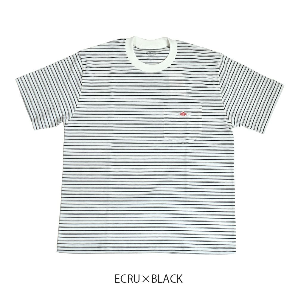 ダントン (DANTON) MEN'S SHORT SLEEVE POCKET T-SHIRT PLAIN ポケットTシャツ 半袖無地Tシャツ DT-C0198TCB ECRU×BLACK