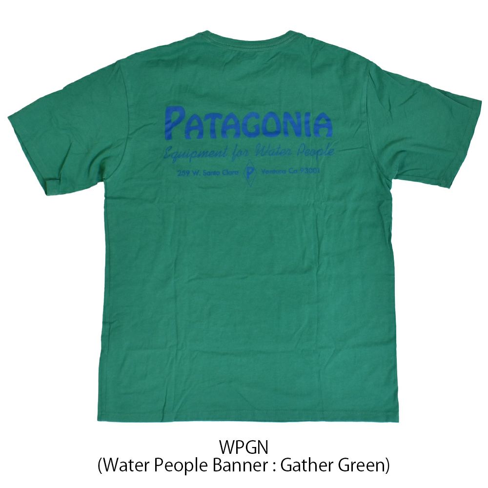 パタゴニア (PATAGONIA) メンズ ウォーター ピープル オーガニック ポケット Tシャツ Men's Water people Organic Pocket T-Shirt 半袖プリントTシャツ 37734  WPGN(Water People Banner: Gather Green)