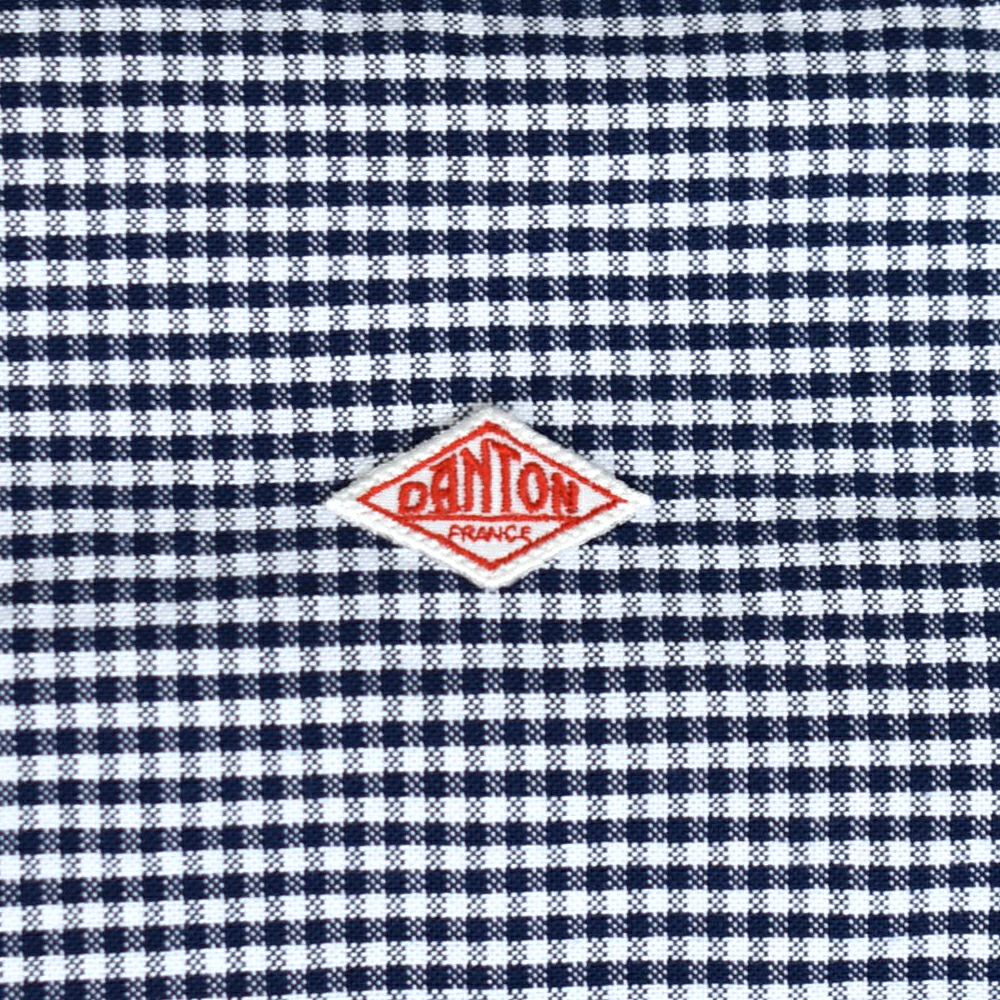 ダントン (DANTON) WOMEN'S ROUND COLLAR P.O SHIRT S/S 半袖丸襟プルオーバーシャツ ラウンドカラー サイドポケット ギンガムチェック ロゴワッペン DT-B0283OXP