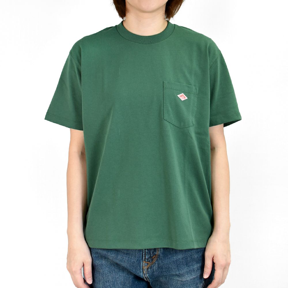 ダントン　MHL. モスグリーン　ポケット付き Tシャツ S ダントン (DANTON) WOMEN'S SHORT SLEEVE POCKET T-SHIRT PLAIN