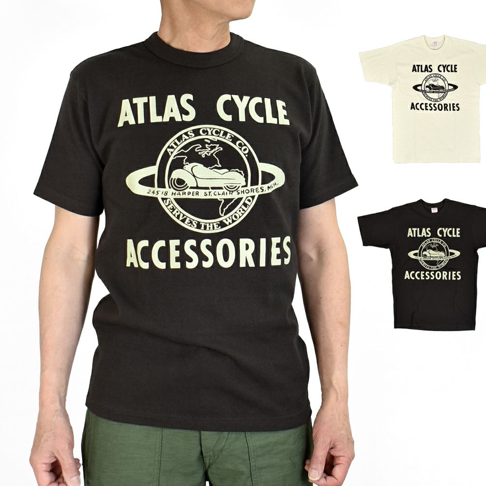 フリーホイーラーズ(FREEWHEELERS)-ATLAS CYCLE CO.- 半袖プリントTシャツ 2425004