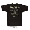 フリーホイーラーズ (FREEWHEELERS) -ATLAS CYCLE CO.- 半袖プリントTシャツ 2425004 JET BLACK