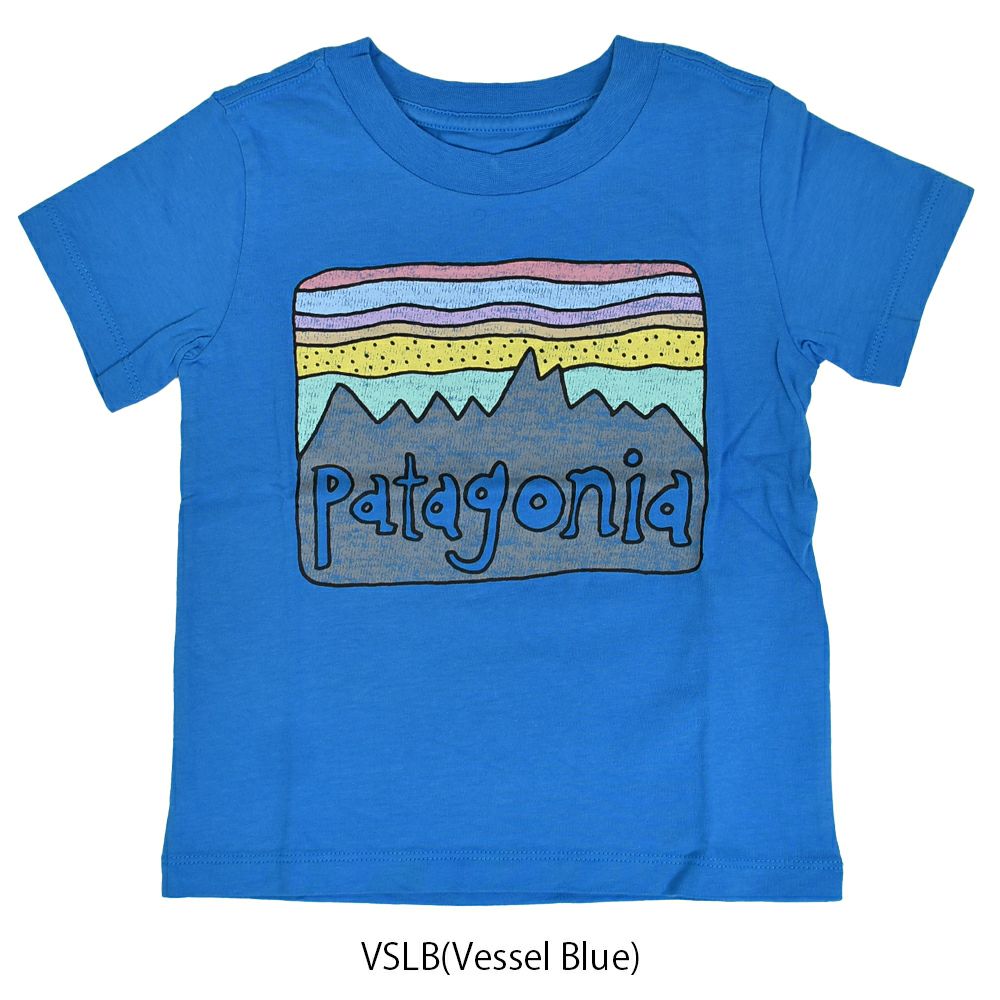 パタゴニア (PATAGONIA) ベビー フィッツロイ スカイズ Tシャツ Baby Fitz Roy Skies T-Shirt キッズ 半袖プリントT 60421 VSLB(Vessel Blue)