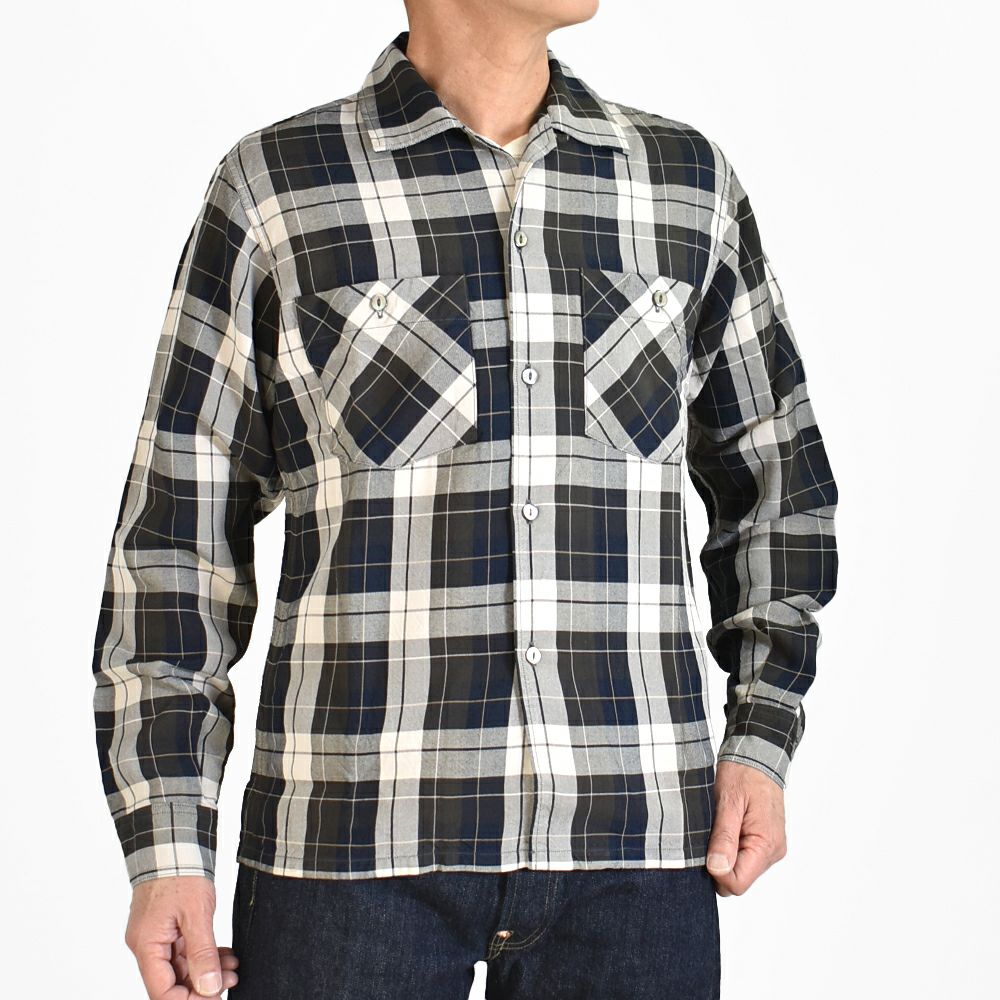 デラックスウエア(DELUXEWARE)RAYON DUCK SHIRT　長袖レーヨンチェックシャツ　RCS-04L