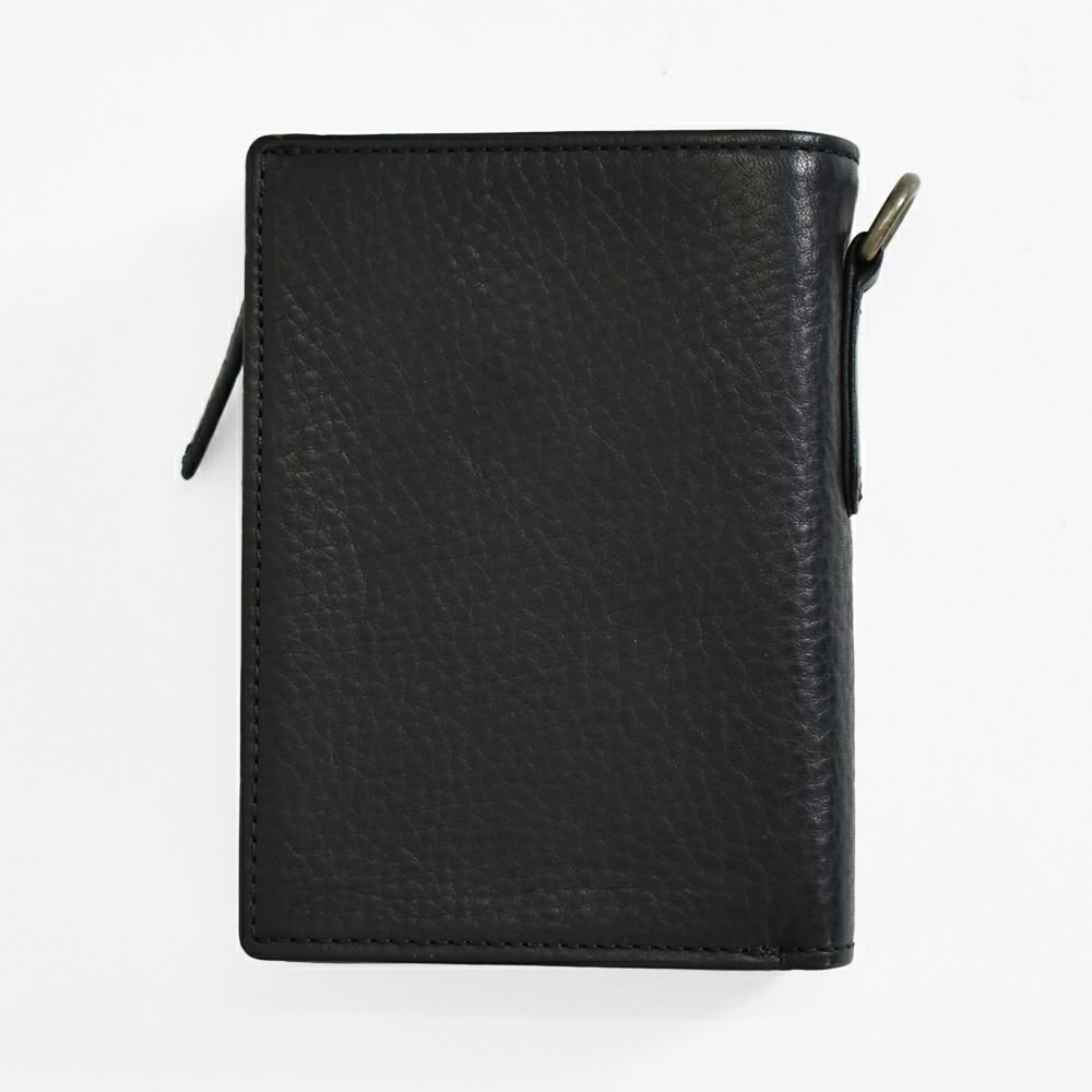 アインソフ (Ain Soph) ミドル折財布 革財布 黒 ウォレットチェーン用金具付き DA1425-STN