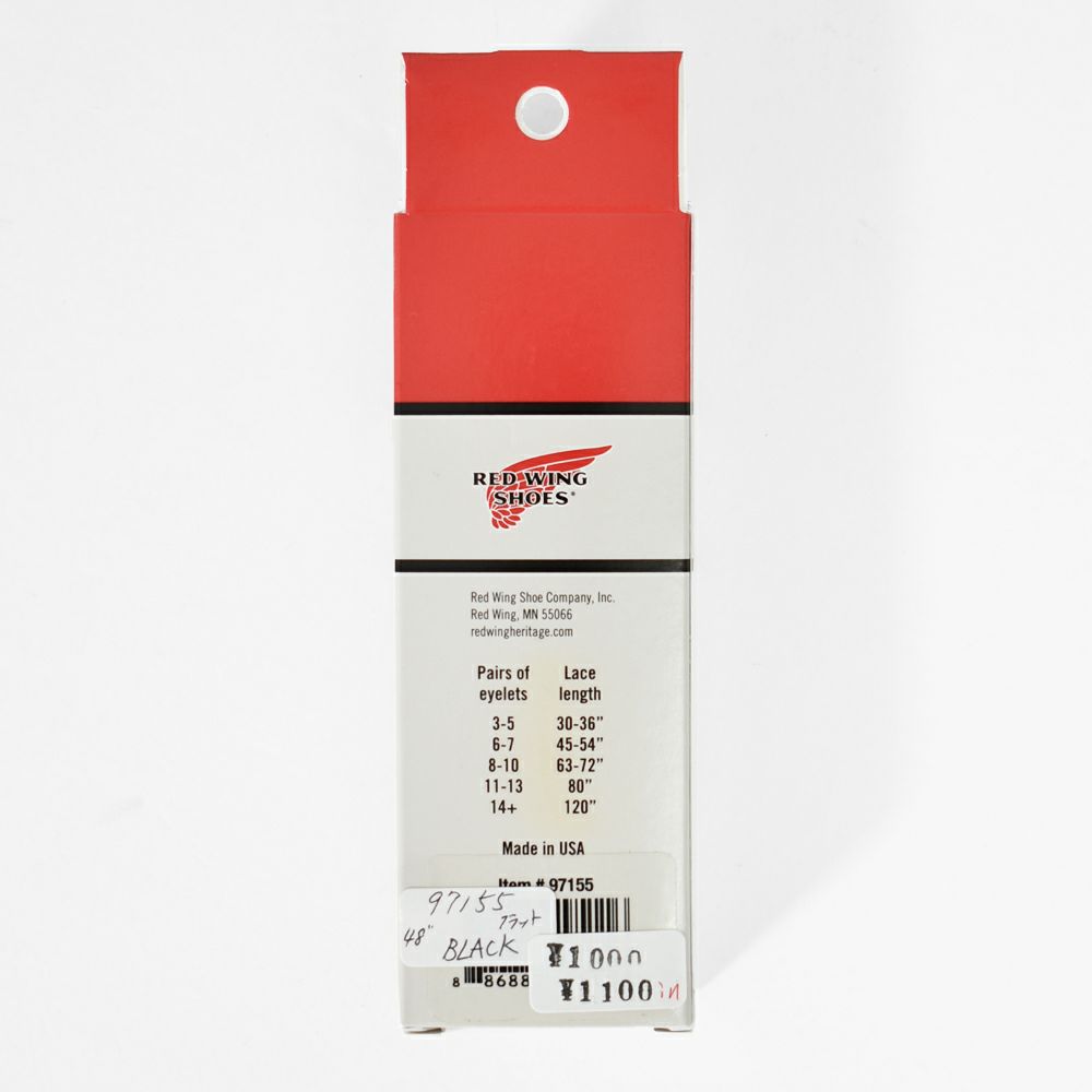 レッドウィング (RED WING) 48" FLAT WAXED LACES BLACK 48インチ フラット ワックスドレース ブラック 純正アクセサリー 靴ひも ブーツレース 97155
