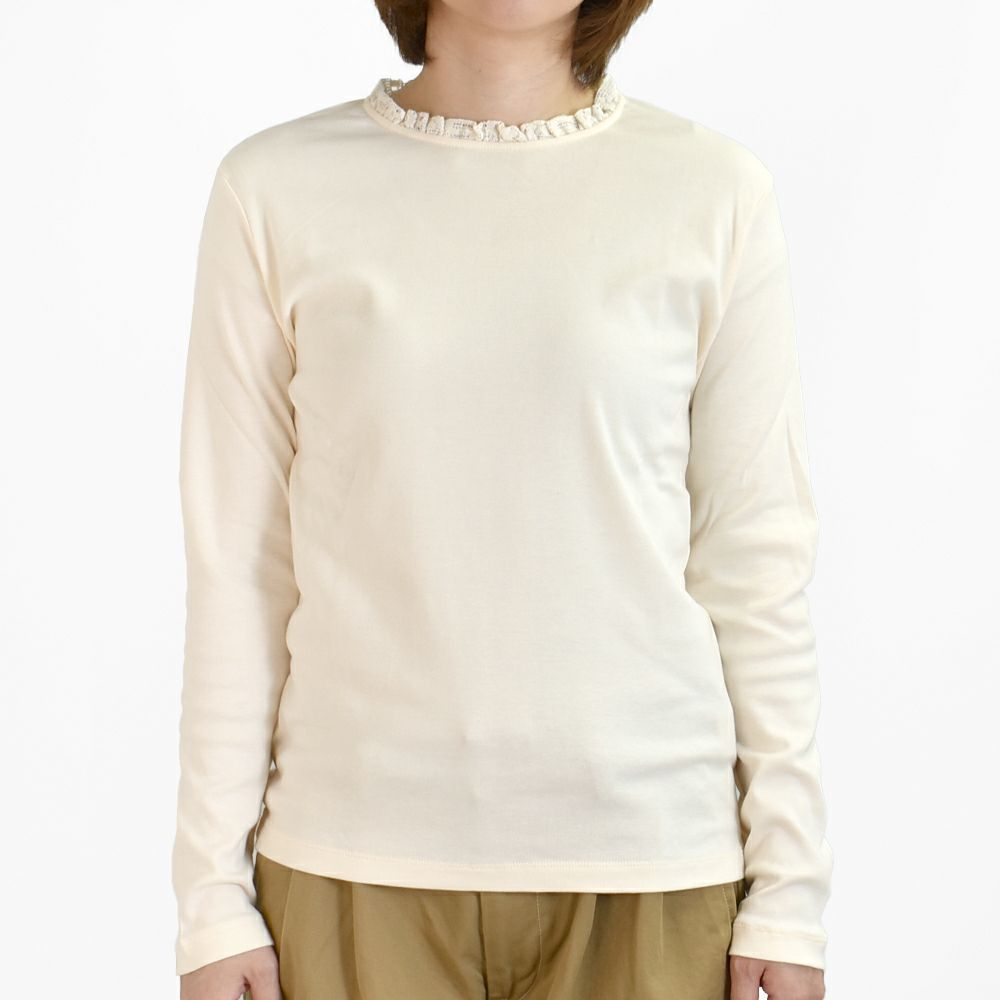 ポンデシャロン (PONT DE CHALONS) 【日本製】＜トロワ＞ 衿フリルプルオーバー 長袖カットソー インナー 重ね着 22451612