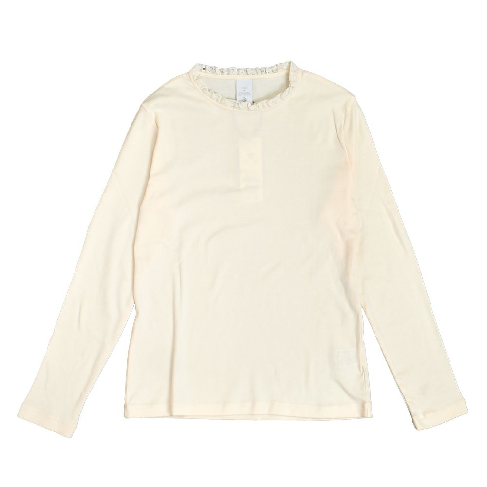 ポンデシャロン (PONT DE CHALONS) 【日本製】＜トロワ＞ 衿フリルプルオーバー 長袖カットソー インナー 重ね着 22451612 11.エクリュ