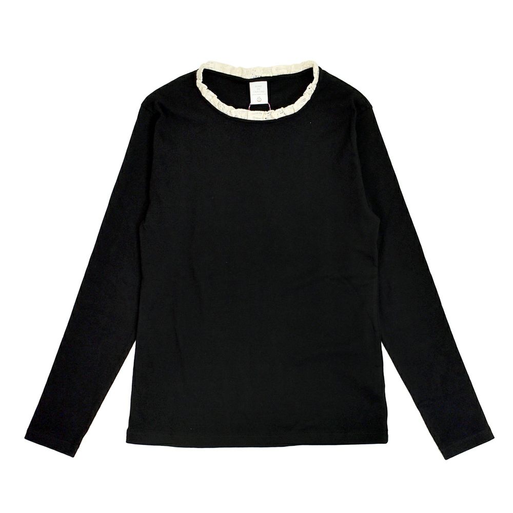 ポンデシャロン (PONT DE CHALONS) 【日本製】＜トロワ＞ 衿フリルプルオーバー 長袖カットソー インナー 重ね着 22451612 19.ブラック