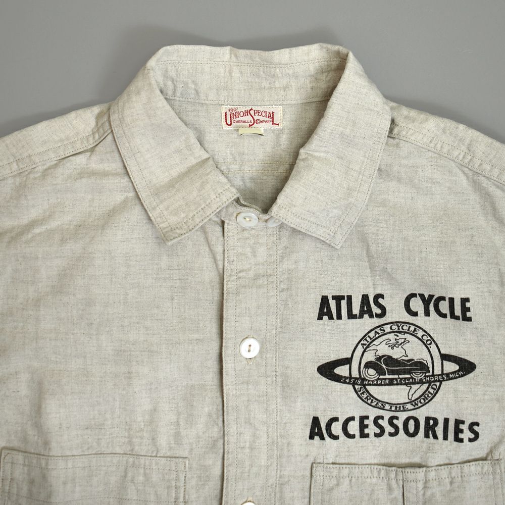 フリーホイーラーズ (FREEWHEELERS) -ATLAS CYCLE CO.- Big Bertha S/S SHIRT 半袖プリントシャツ 2423008