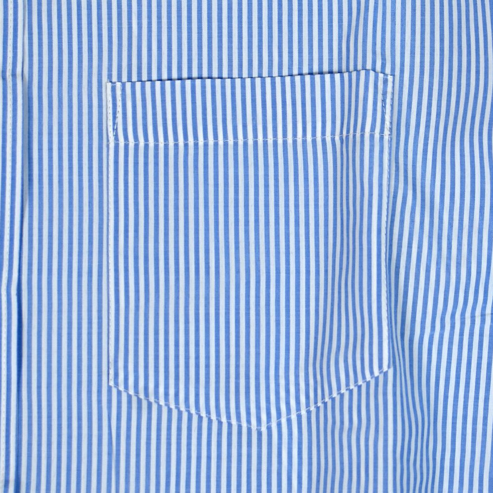 ポンデシャロン (PONT DE CHALONS) 刺繍釦バントカラーポケットSH 長袖ストライプノーカラーシャツ オーバーサイズ 22451311