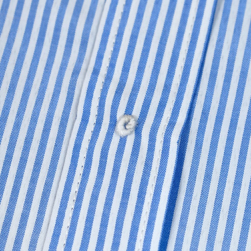 ポンデシャロン (PONT DE CHALONS) 刺繍釦バントカラーポケットSH 長袖ストライプノーカラーシャツ オーバーサイズ 22451311