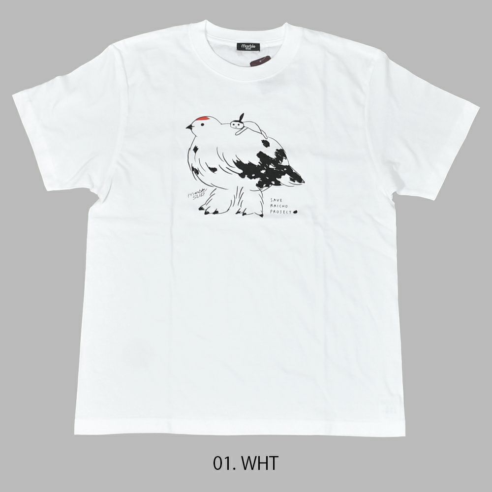 マーブルシュッド (marble SUD) Minami×raicho S/S TEE 半袖Tシャツ プリントTシャツ エビスミナミちゃん×ライチョウ ライチョウ保護スクラムプロジェクト 長野県 01EF003138  01.WHT