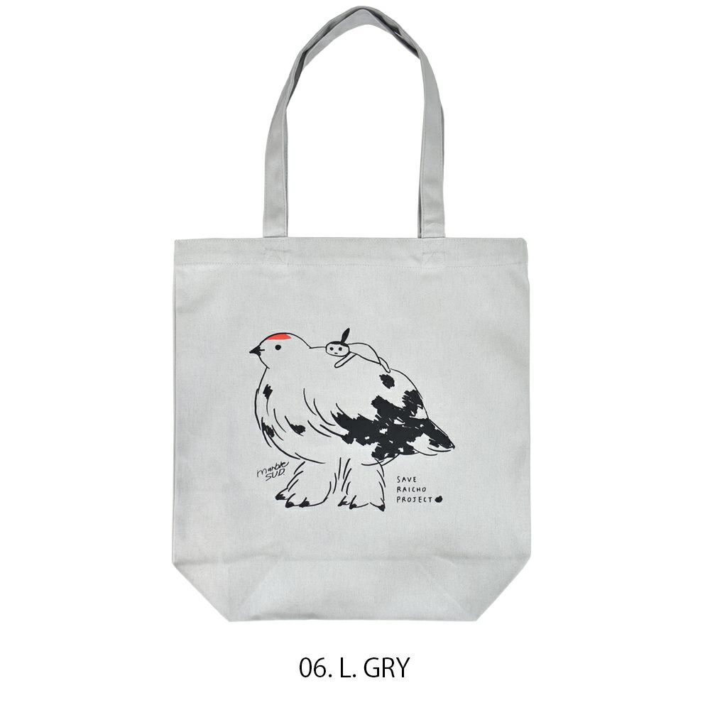 マーブルシュッド (marble SUD) Minami×raichoトートバッグ エコバッグ エビスミナミちゃん×ライチョウ ライチョウ保護スクラムプロジェクト 長野県 08EF003244 06.L.GRY