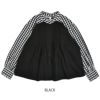 ケレン (KELEN) -MINIL- PIN TUCK FRILL BLOUSE 長袖チェックシャツ ブラウス LKL24FBL2152  BLACK