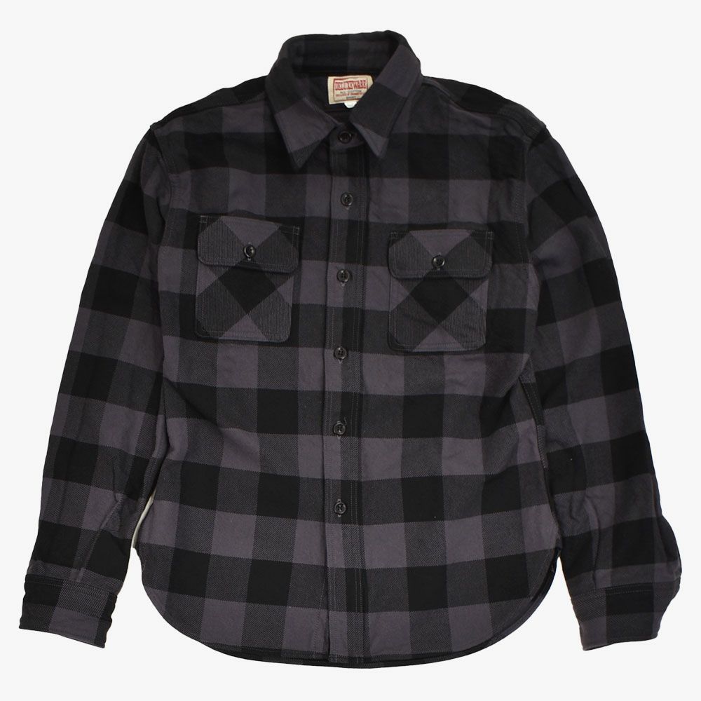 デラックスウエア (DELUXEWARE) 50s BUFFALO CHECK 長袖チェックネルシャツ HV-00A GRY.PURPLE