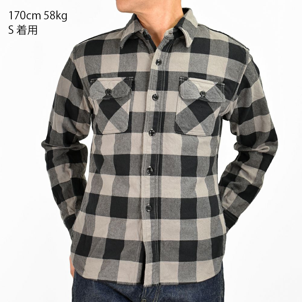 デラックスウエア (DELUXEWARE) 50s BUFFALO CHECK 長袖チェックネルシャツ HV-00A GRAY