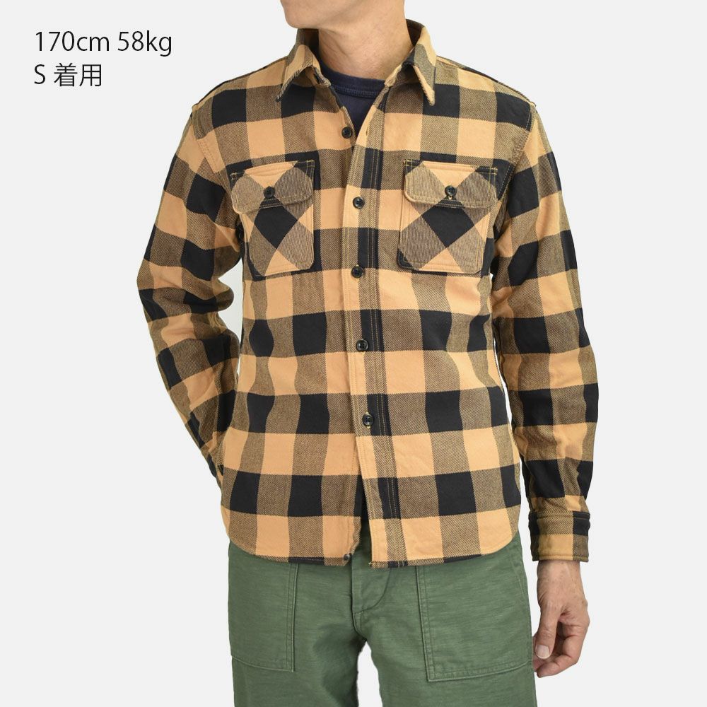 デラックスウエア (DELUXEWARE) 50s BUFFALO CHECK 長袖チェックネルシャツ HV-00A YELLOW