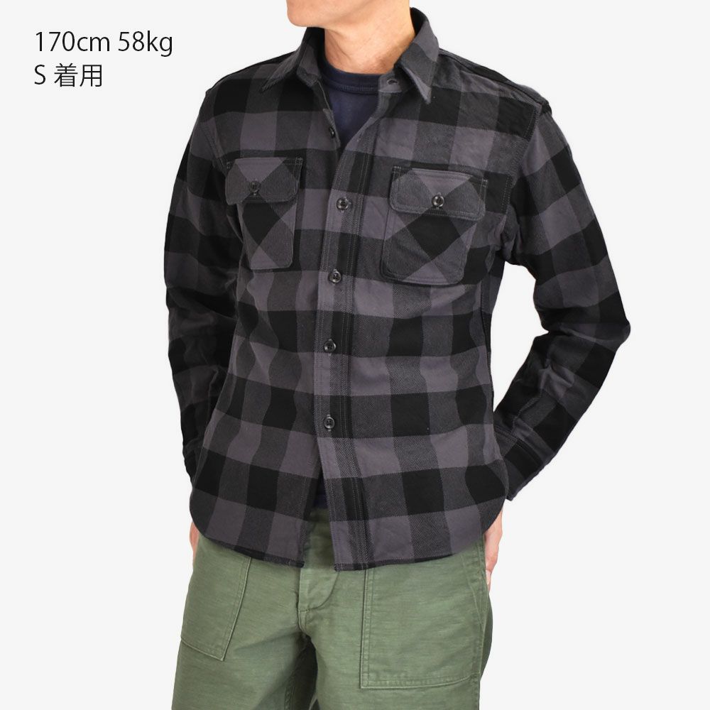 デラックスウエア (DELUXEWARE) 50s BUFFALO CHECK 長袖チェックネルシャツ HV-00A GRY.PURPLE