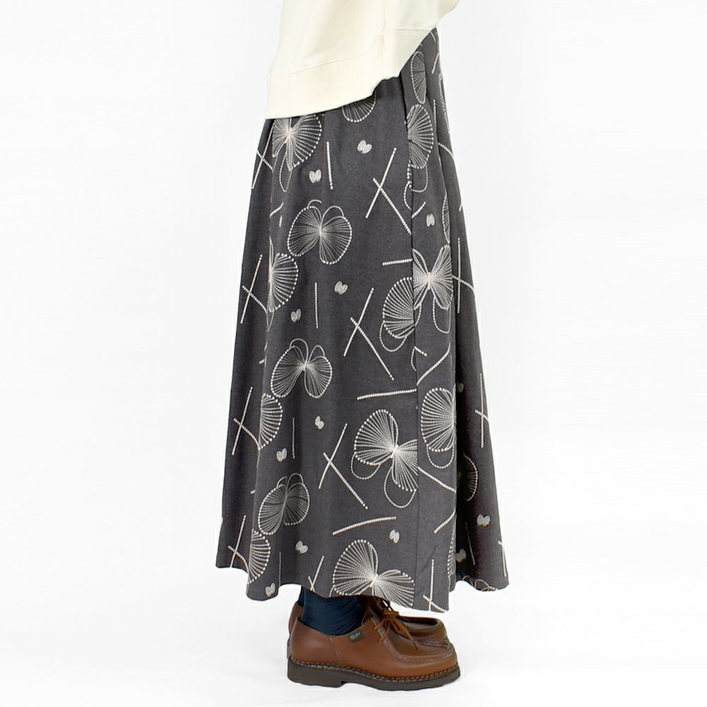 マーブルシュッド (marble SUD) EMB gene TUCK SK 刺繍タックスカート 蝶 07EF073013