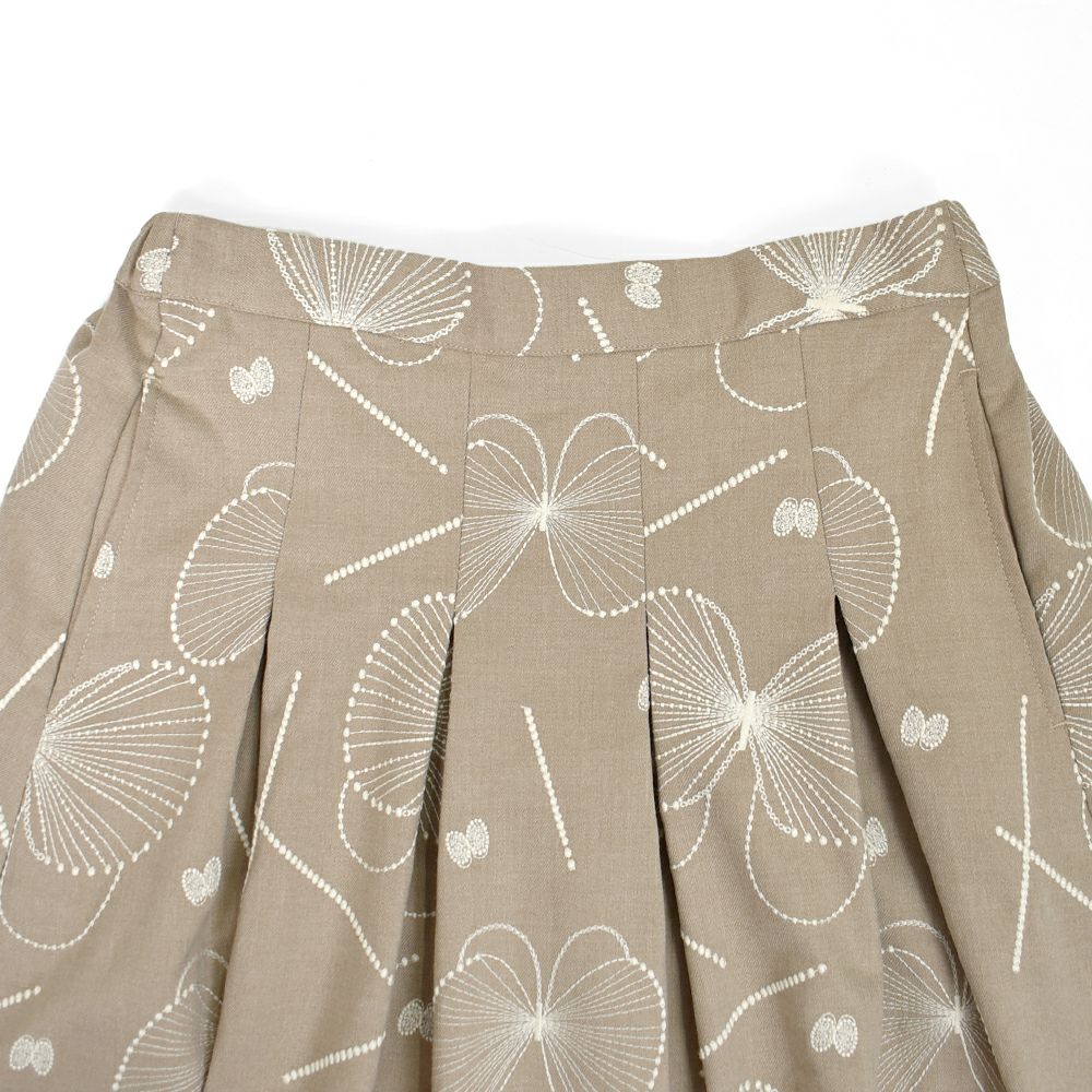 マーブルシュッド (marble SUD) EMB gene TUCK SK 刺繍タックスカート 蝶 07EF073013