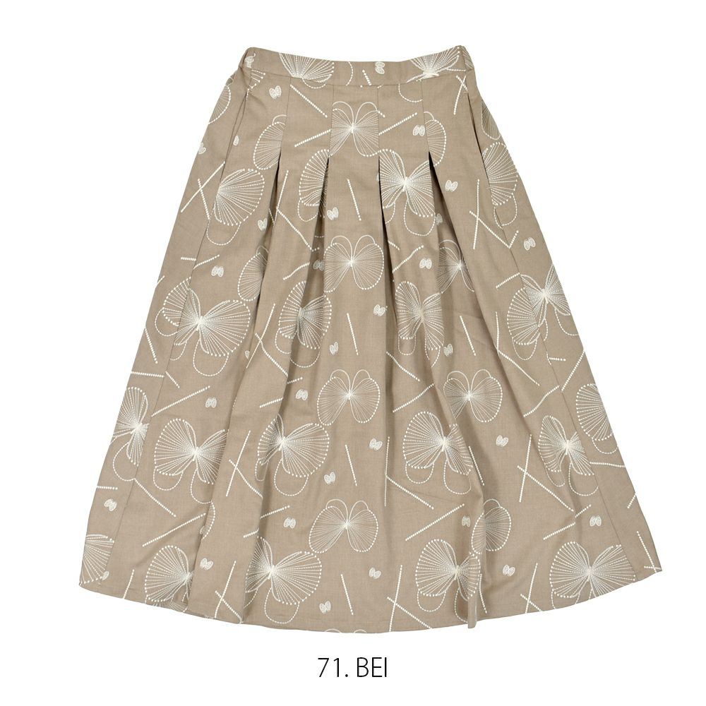 マーブルシュッド (marble SUD) EMB gene TUCK SK 刺繍タックスカート 蝶 07EF073013 71.BEI