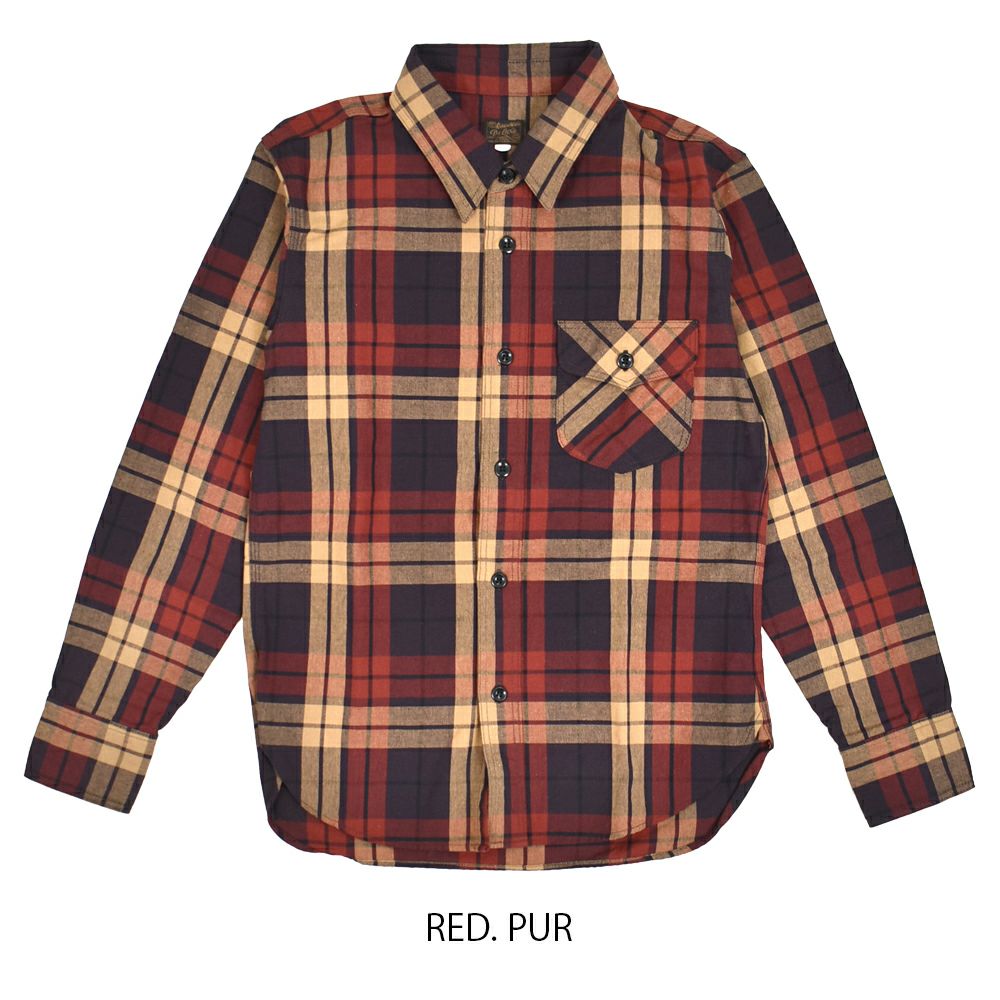 デラックスウエア (DELUXEWARE) ORIGINAL PURPLE CHECK 長袖チェックシャツ ネルシャツ MV-13  RED.PUR