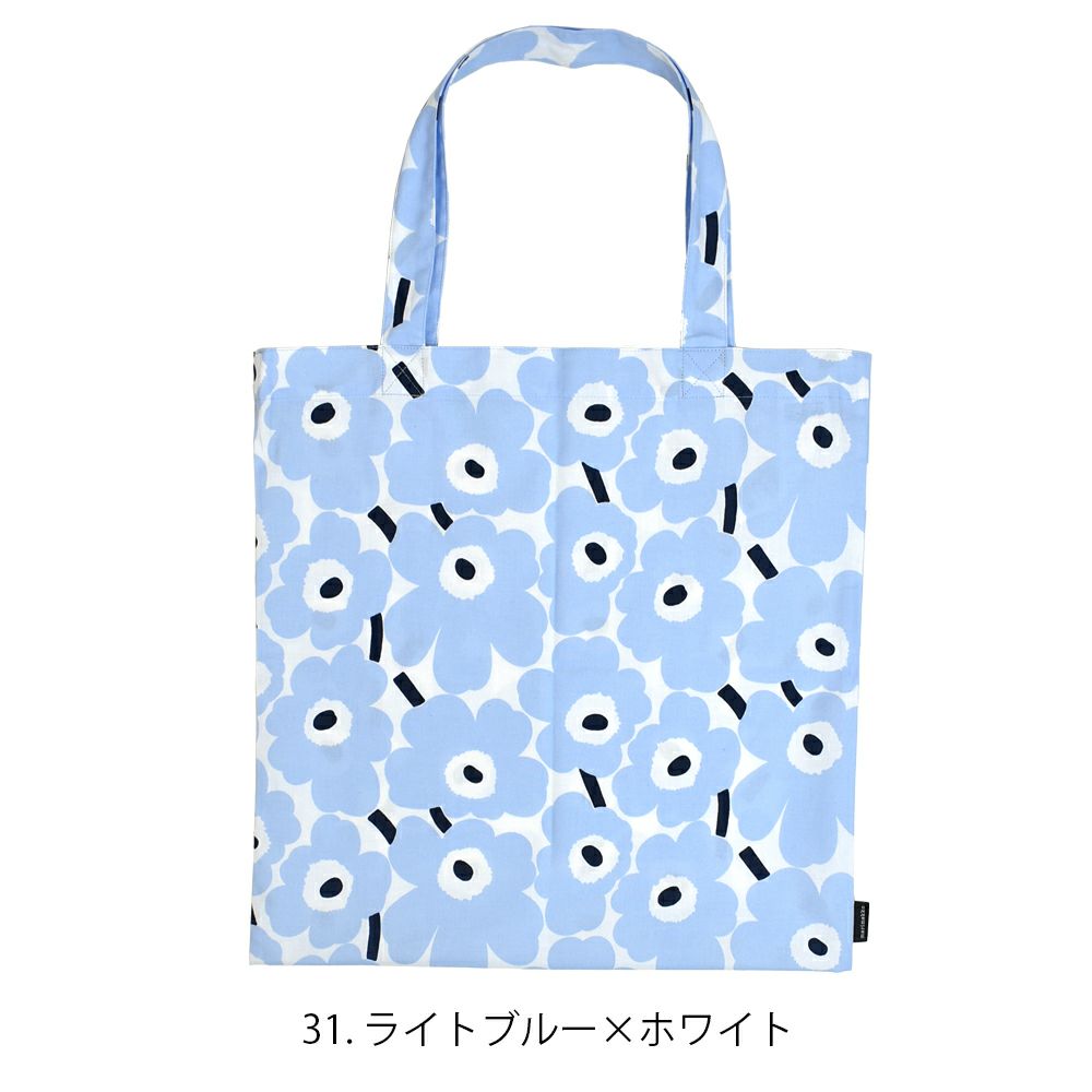 マリメッコ (marimekko) Mini Unikko tote bag 44x43cm コットントートバッグ ファブリックトート エコバッグ マイバッグ ウニッコ アジア限定 52249-4-73682 52249473682  31.ライトブルー×ホワイト