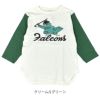 ウエアハウス (WAREHOUSE) Lot 4800 7分袖ベースボールT FALCONS プリントTシャツ ロンT 4800 クリーム/Lグリーン