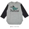 ウエアハウス (WAREHOUSE) Lot 4800 7分袖ベースボールT FALCONS プリントTシャツ ロンT 4800 杢グレー/スミクロ