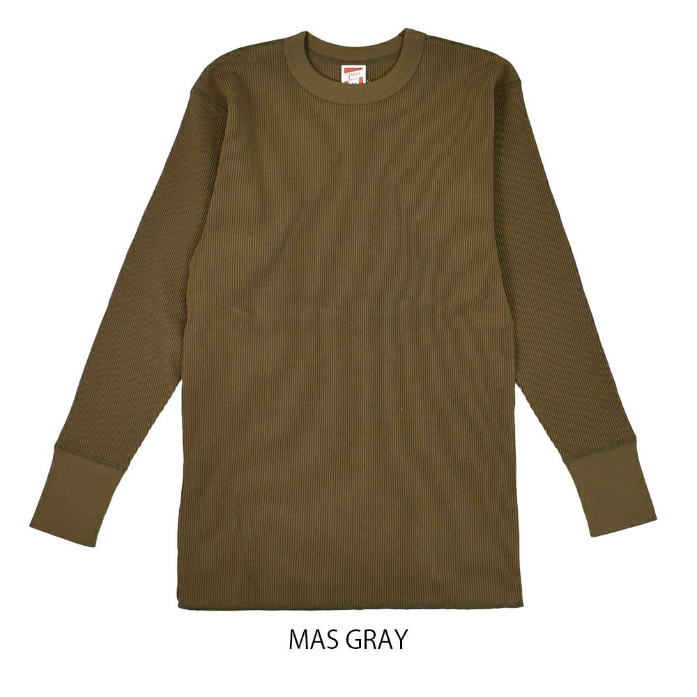 フリーホイーラーズ (FREEWHEELERS) -CREW NECKED THERMAL- LONG SLEEVE SHIRT 1950s STYLE UNDERWEAR 長袖サーマルTシャツ 無地ロンT 2435003  MAS GRAY