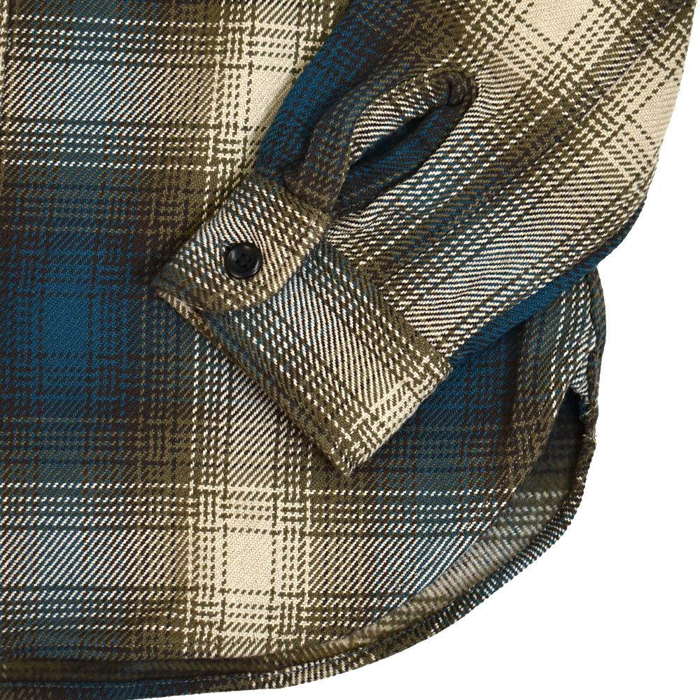 デラックスウエア (DELUXEWARE) BLUE OMBRE SHIRT 長袖チェックネルシャツ HV-54