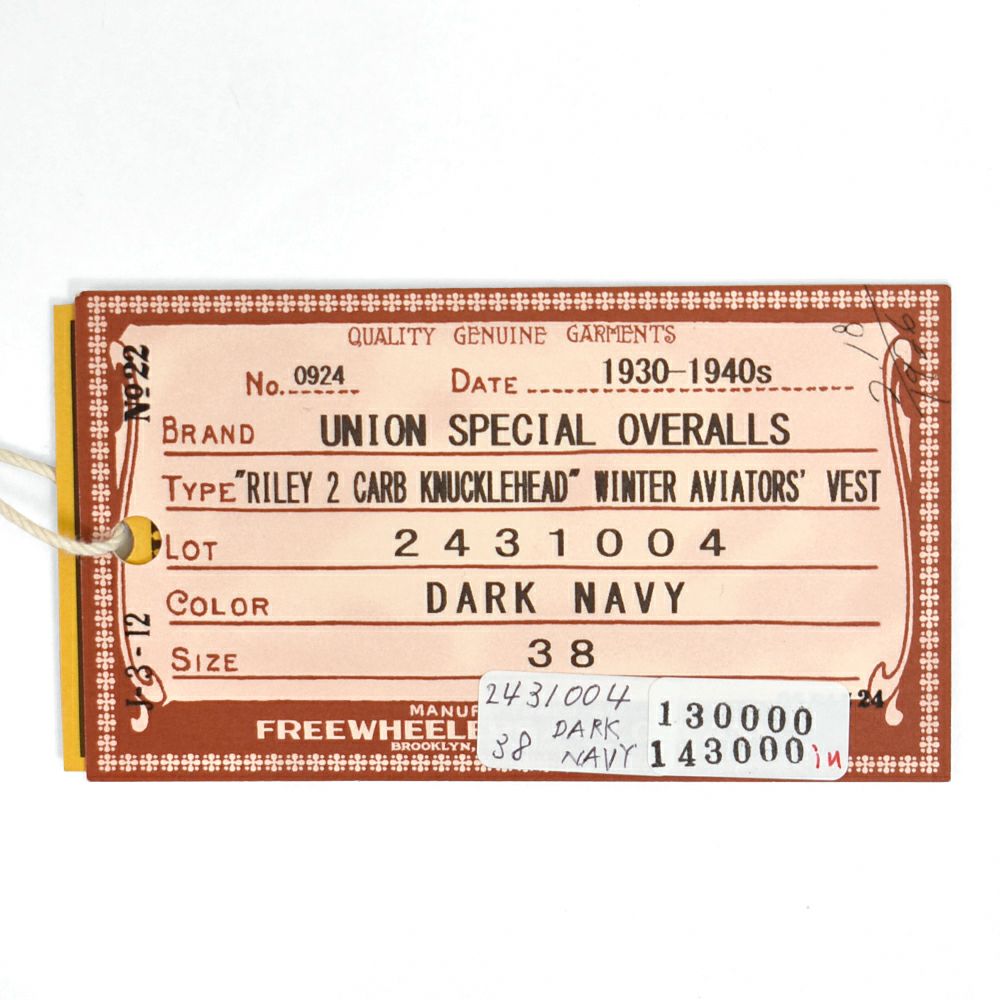 フリーホイーラーズ (FREEWHEELERS) -RILEY 2 CARB KNUCKLEHEAD- WINTER AVIATORS' VEST 1930~1940s CIVILIAN MILITARY STYLE CLOTHING アヴィエイターズベスト アビエイターズベスト コットンベスト 内側ボアベスト ミリタリーベスト 2431004
